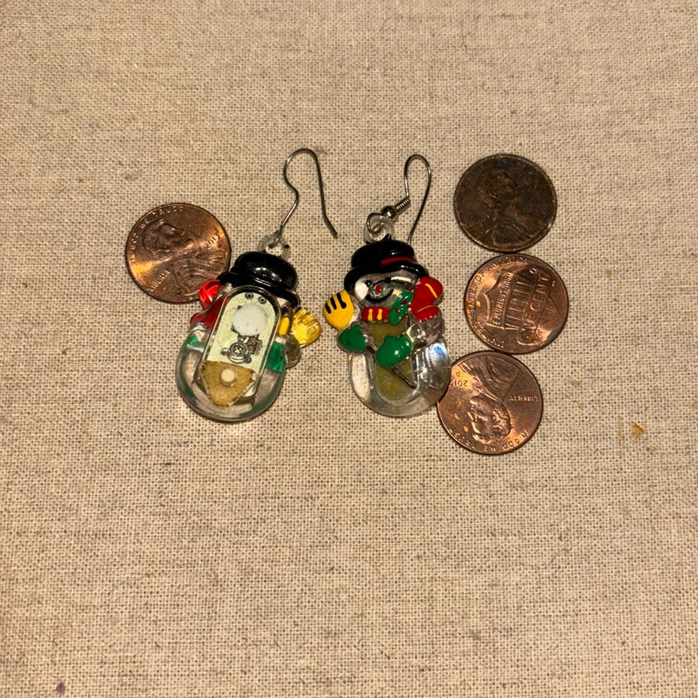 Vintage snowman earrings. They use to light up with a battery